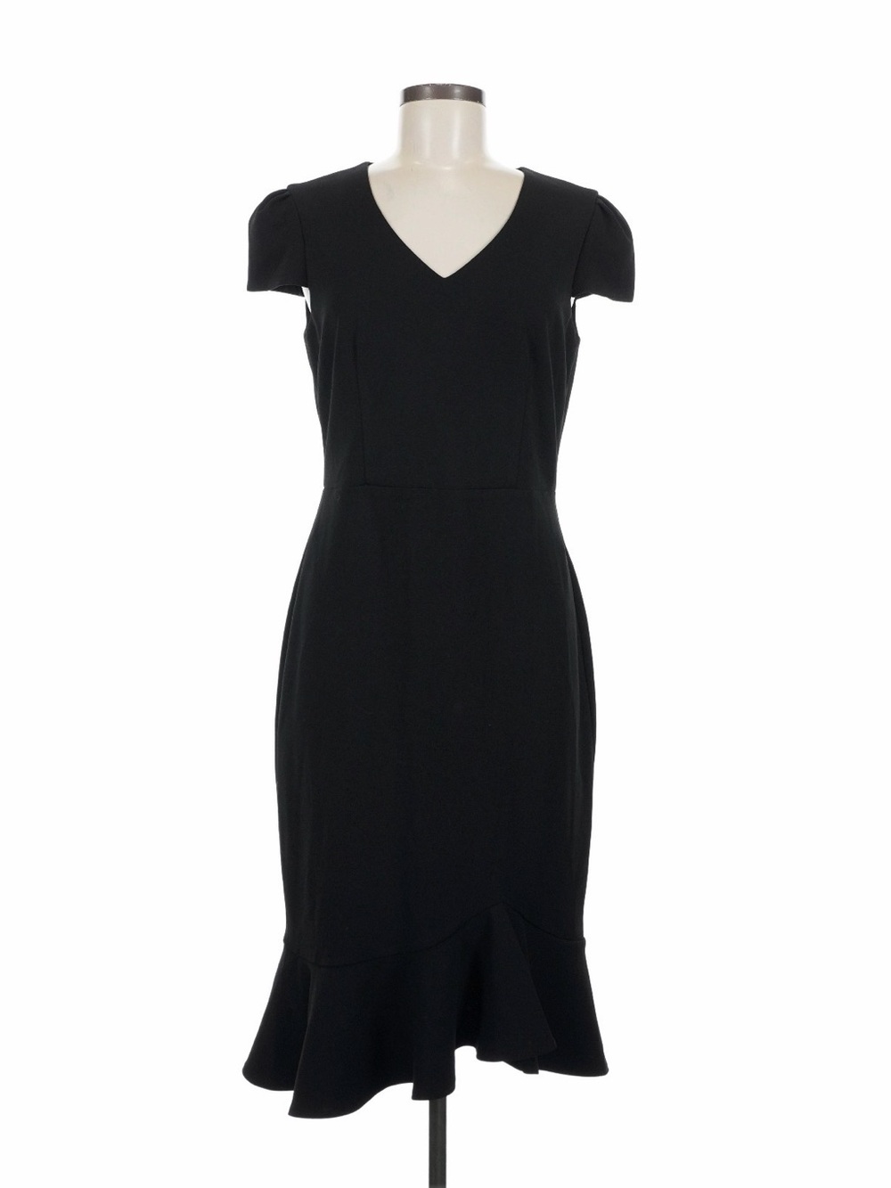 Classic Black Betsey Johnson Cap-Sleeve Ruffle-Hem Dress